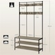 image 3 of Yaheetech Industrial Hallway Rack with Bench & Shoe Storage Grey | One Size
