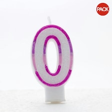 Apac Pink Birthday/Anniversary Number Candles (Pack Of 6) - White/Pink - 8