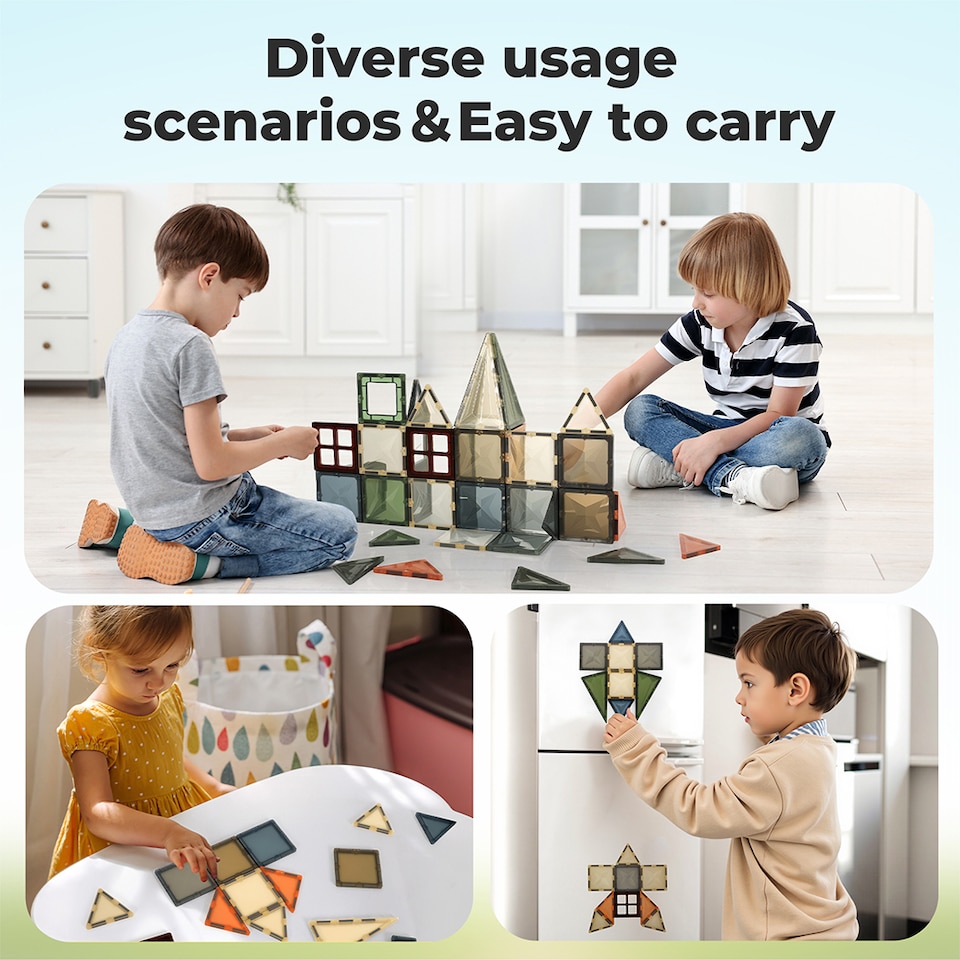 image 1 of Dekko 60pc Magnetic Building Blocks Set STEM Educational Toy for Kids | Multi | Nature
