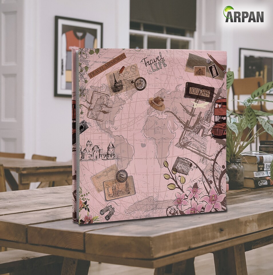 image 1 of ARPAN Slip In Case Memo Photo Album – Holds 200 Photos 4"x6" (10x15cm) – Hardcover Picture Album with Memo Writing Space for Family, Wedding & Travel Memories