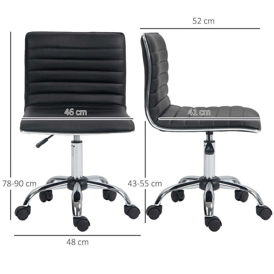 image 1 of HOMCOM Armless Mid-Back Adjustable Office Chair with 360 Swivel Black