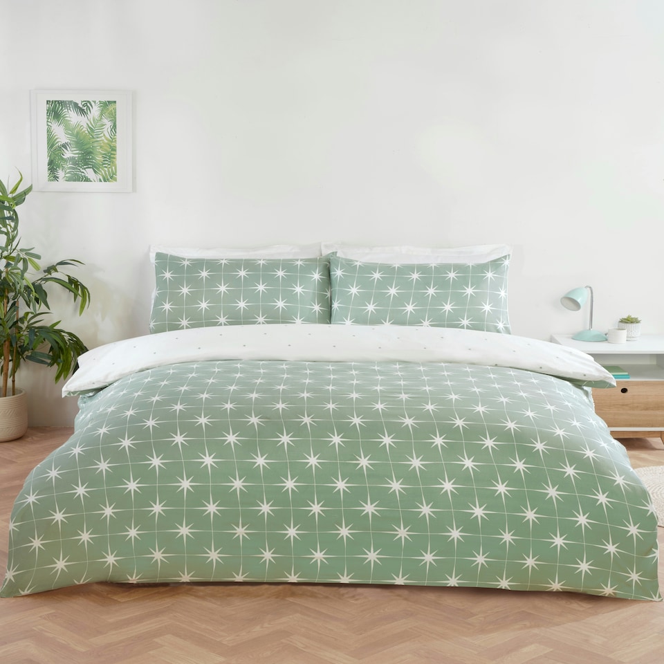 image 1 of Northern Stars Microfibre Complete Duvet Set with Pillowcase and Fitted Sheet Grey | Double