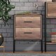 image 3 of FWStyle Loft Industrial 2 Drawer Bedside Table Wood Effect Black Metal Frame