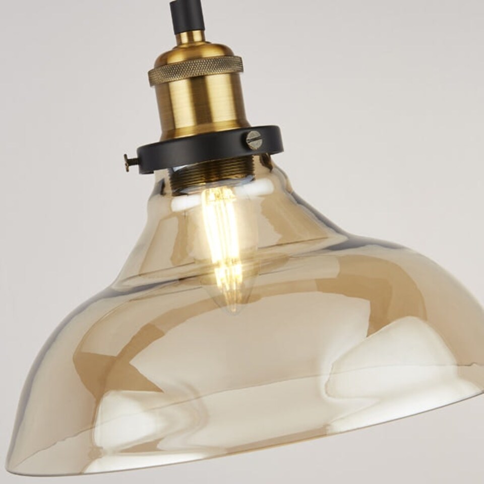 image 1 of Melina Antique Brass & Amber Ceiling Bar