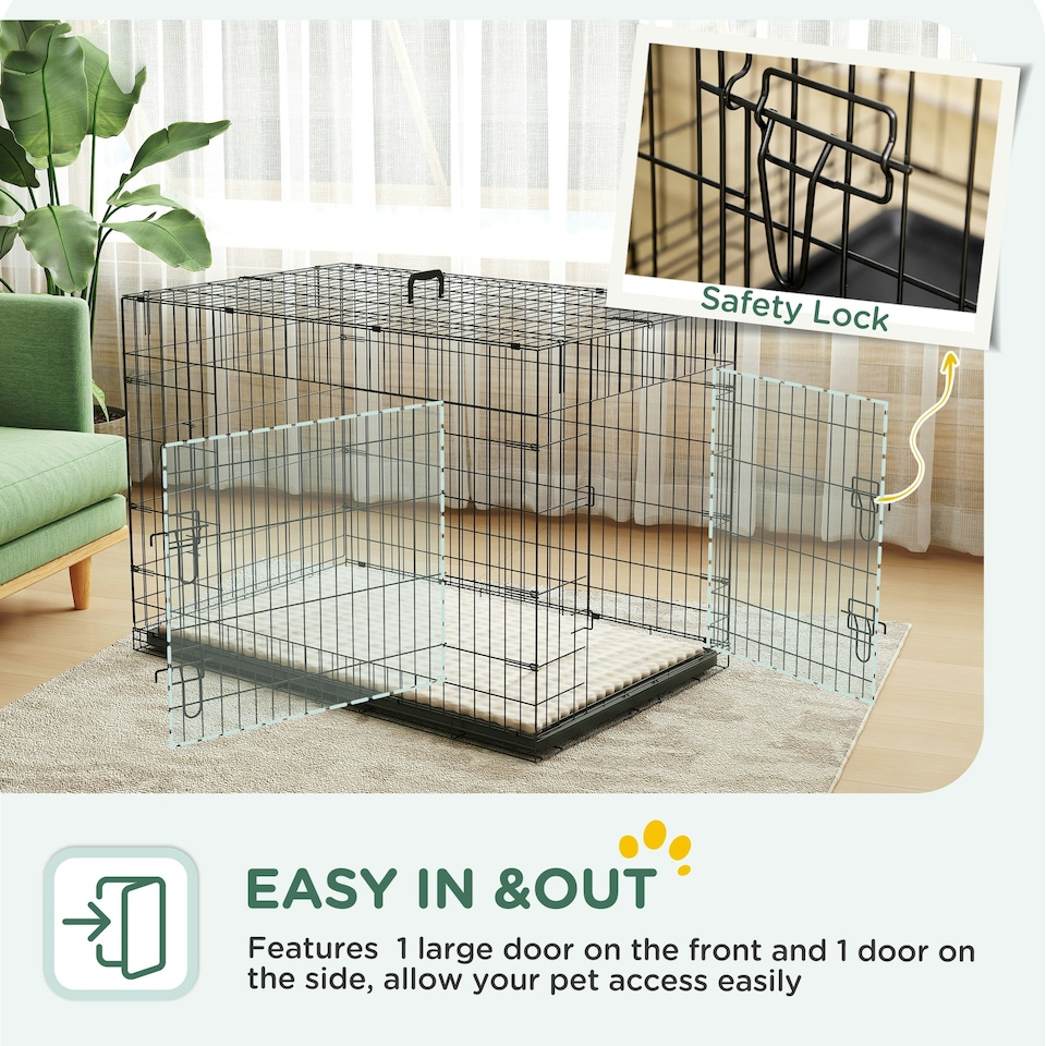 image 1 of PawHut Dog Crate with Two Doors, Tray, Soft Cushion, for Extra Large Dogs