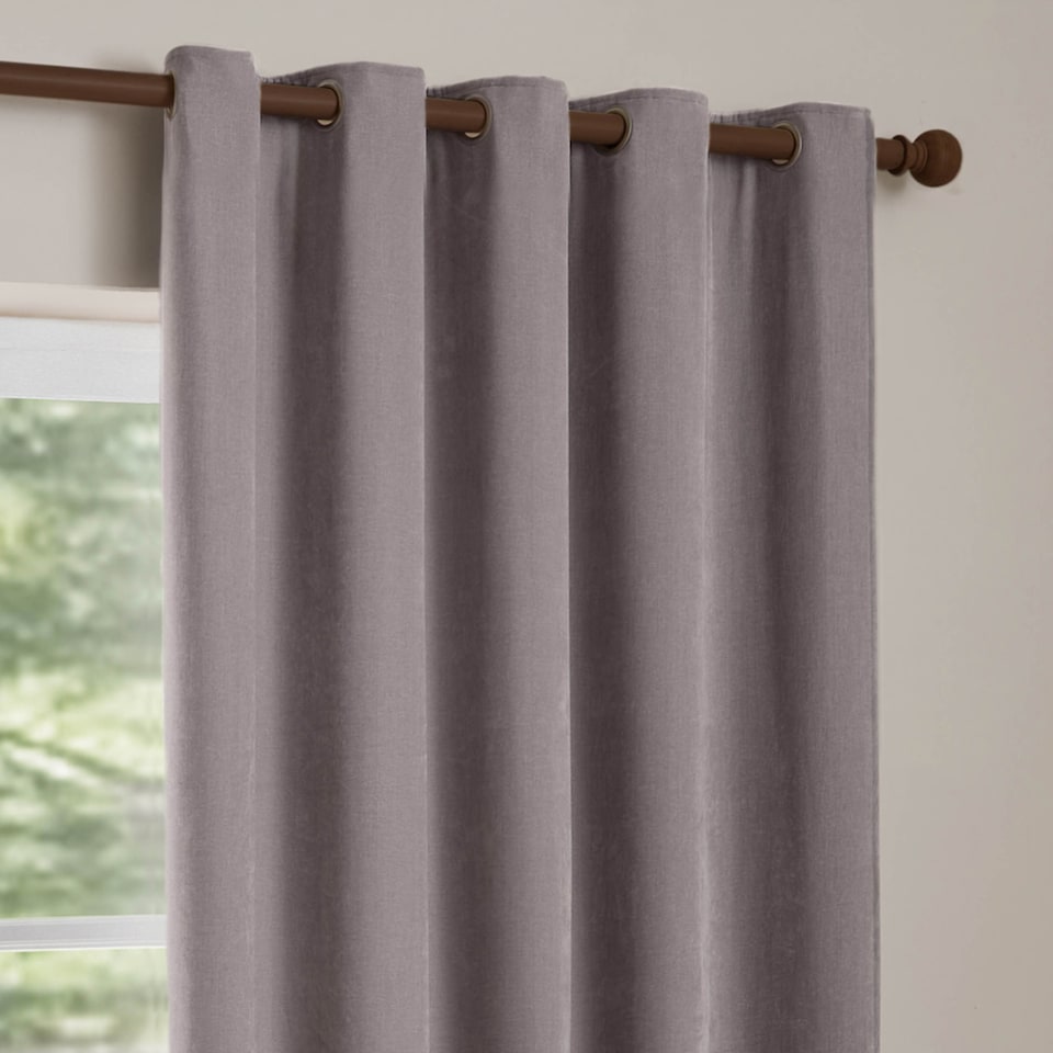 image 1 of Yard Heavy Chenille Room Darkening Eyelet Curtains, Mauve, (W) 229 x (D) 183cm | Purple | Mauve | 1