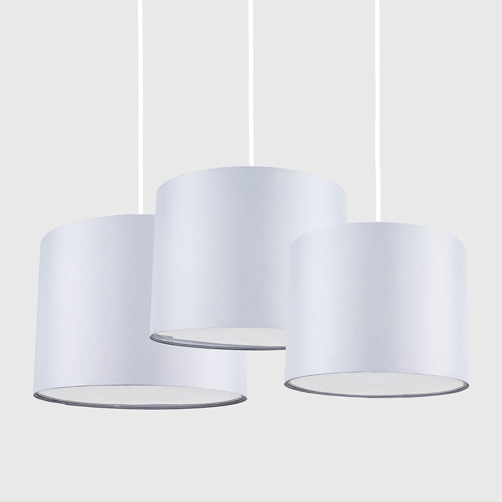ValueLights Torbery Set of 3 Nesting Easy Fit Ceiling Light Lamp Shades with Bulbs in Light Grey