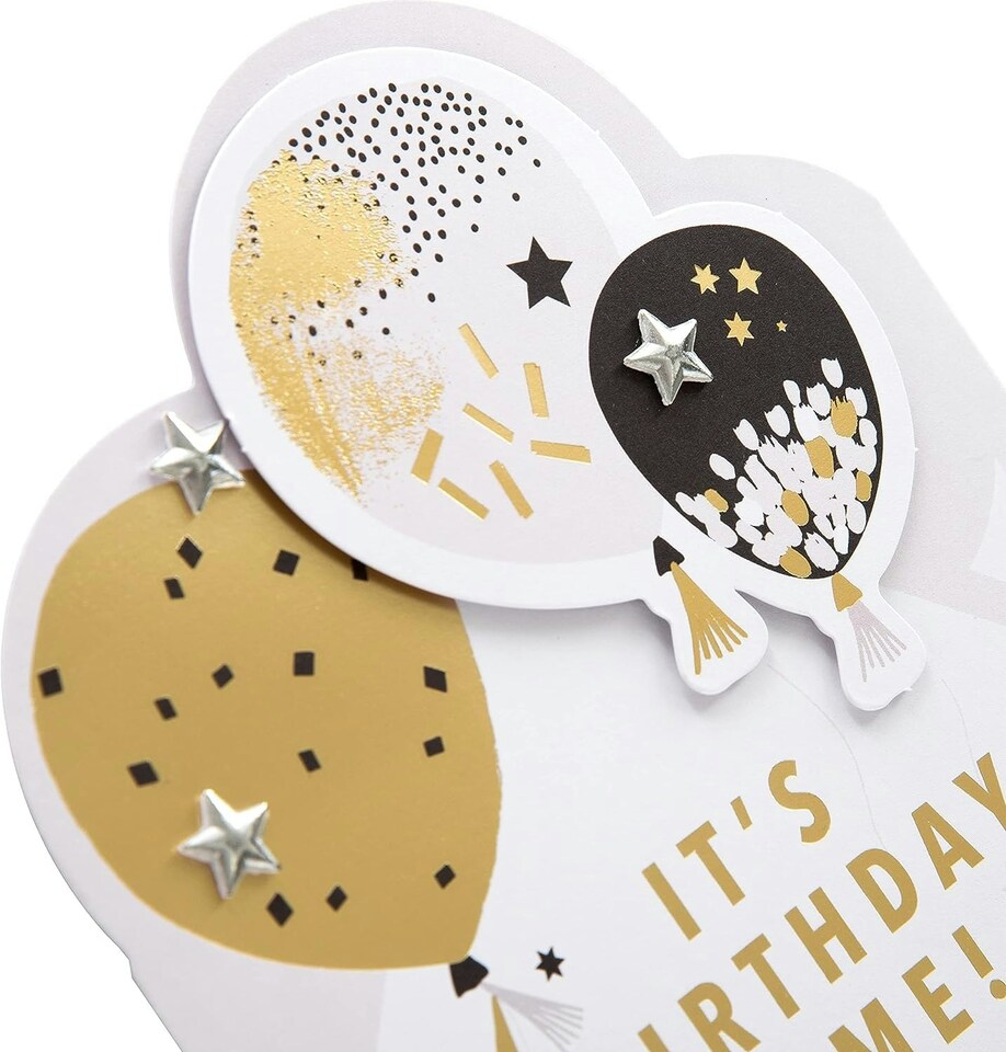 image 1 of Die-Cut Metallic Balloons Design Birthday Card