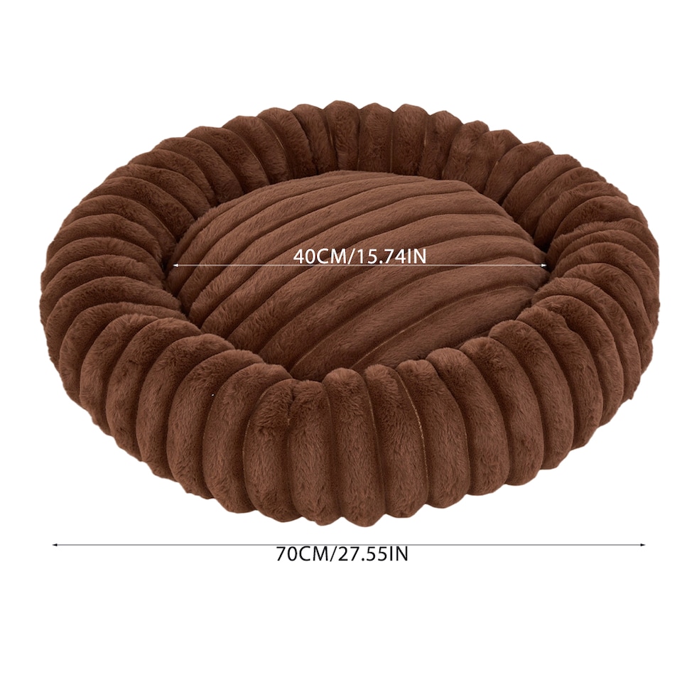 image 1 of Living and Home 6 Colour Soft Donut Pet Bed for Cats & Dogs,Warm & Cosy Retreat | Brown | Brown | L