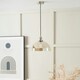 image 3 of Antique Silver Metal and Smoked Glass Dome Pendant Cream | W30xD30xH120cm