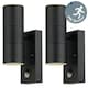 image 2 of First Choice Lighting Set of 2 Blaze Black Outdoor Up Down Motion Sensor Wall Lights Black | Clear