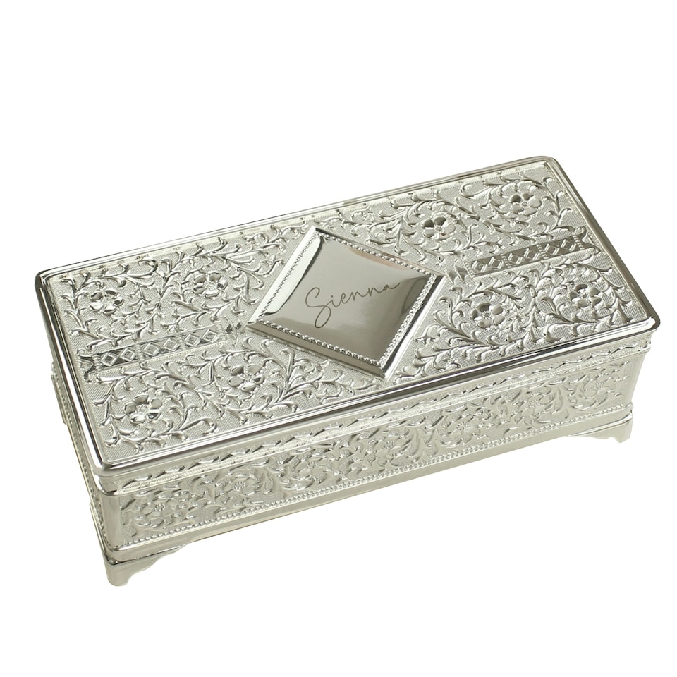 image 1 of Personalised Silver Plated Jewellery Box