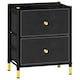 image 1 of HOMCOM Chest of Drawers, 2 Drawer Fabric Dresser with PU Leather Surface, Steel Frame, Storage Organizer Unit for Bedroom, Living Room, Hallway, Closet, Easy to Assemble, Black