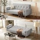 image 6 of Yaheetech Fabric Convertible Sofa Bed with 2 Bolster Pillows-Light Grey