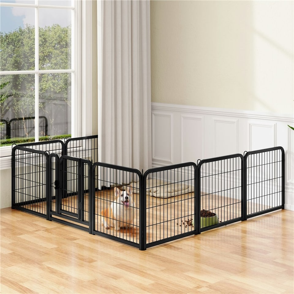 image 1 of Yaheetech 8-Panel Metal Dog Playpen, 60 × 60 cm Black
