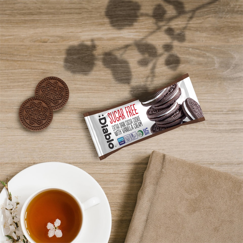 image 1 of Diablo Sugar Free Dark Cocoa and Vanilla Cream Cookie 44g