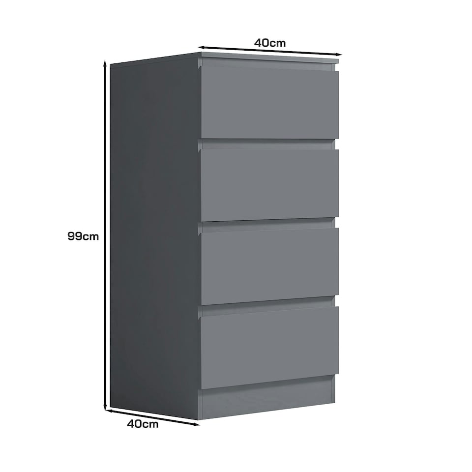 image 1 of FWStyle Stora 4 Drawer Chest of Drawers - Matt Dark Grey
