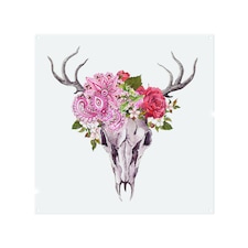 Deer Animal Skull With Flowers And Feathers Splash Back | White