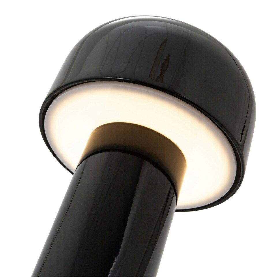 image 1 of Gloss Black Modern Mushroom Style Rechargeable LED Touch Dimmable Table Lamp
