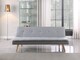 image 4 of Malmo 3-Seater Linen-Look Clic-Clack Sofa Bed with Wooden Legs - Grey | Grey | Grey | 1
