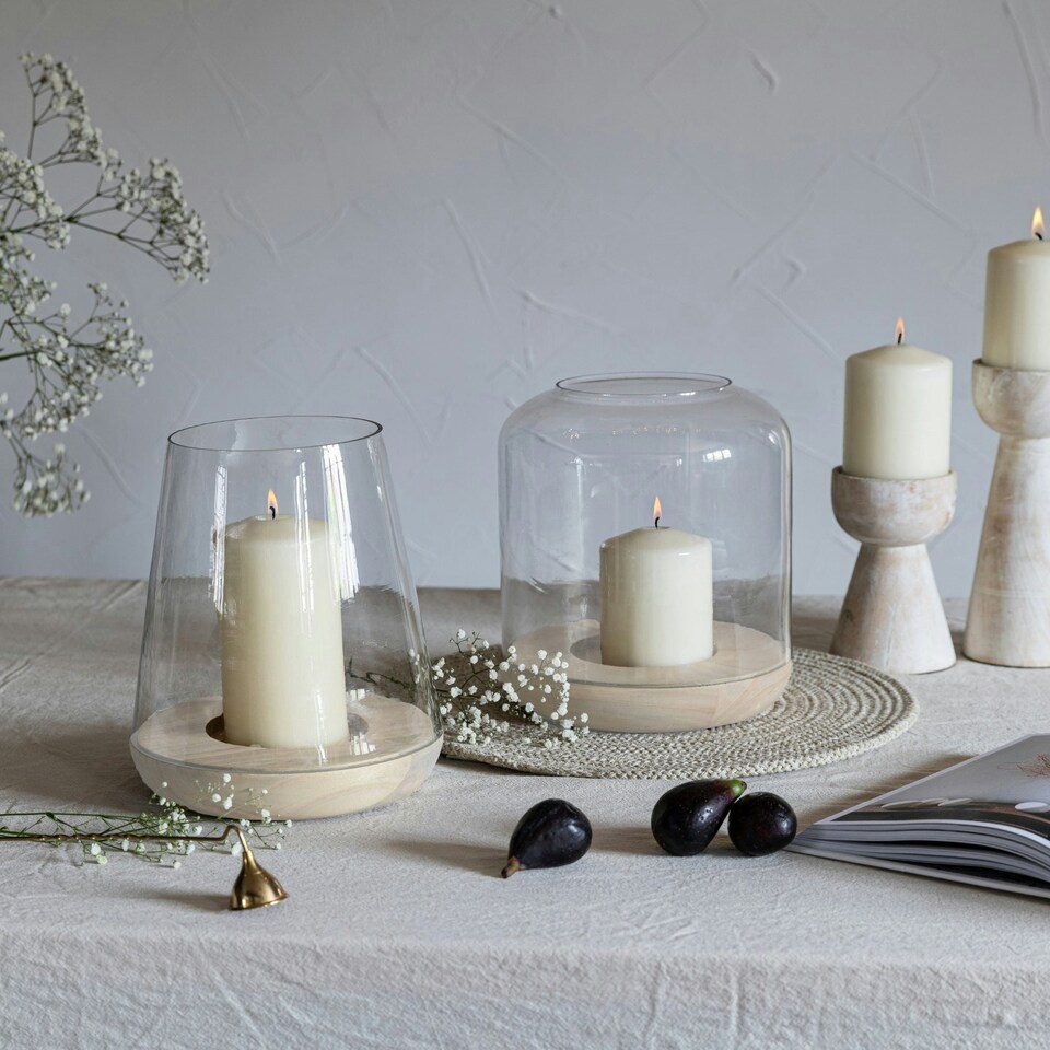 image 1 of Padstow White Wash Wooden Candle Holders 2 Pack N/A