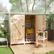 image 9 of Outsunny Small Shed, Wooden Garden Shed with Flexible Table, Hooks and Ground Nails, Lockable Tool Garden Organiser with Asphalt Roof, 140 x 75 x 157cm, Natural