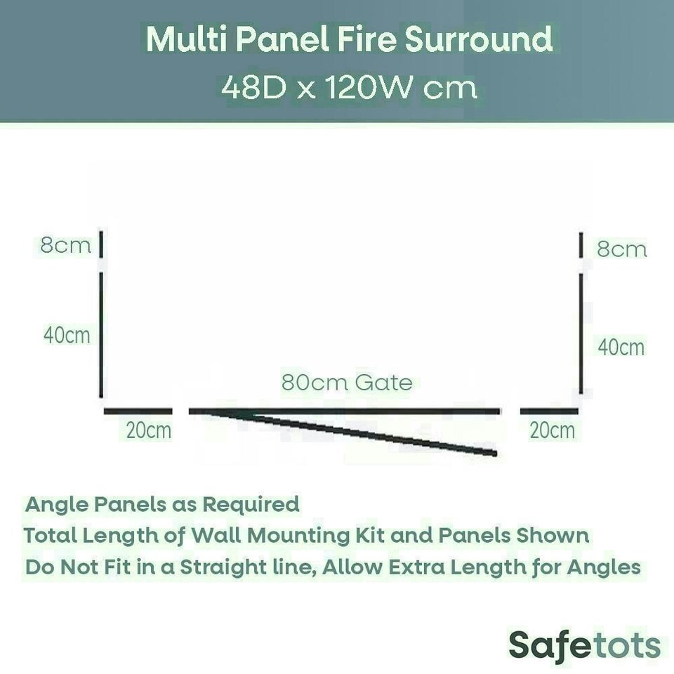 image 1 of Safetots Wooden Multi Panel Fire Surround, 48cm Deep x 120cm Wide, Natural Wood, 76cm Tall, Baby and Toddler Fire Guard, Safety Barrier for Fireplaces