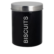 Harbour Housewares Round Metal Kitchen Biscuit Tin - Black
