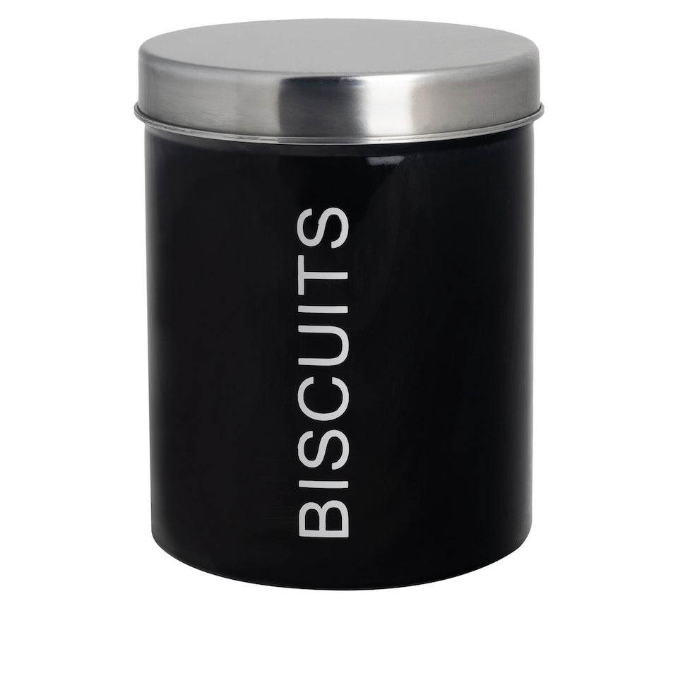 image 1 of Harbour Housewares Round Metal Kitchen Biscuit Tin - Black