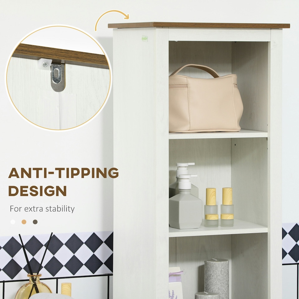 image 1 of kleankin Tall Bathroom Cabinet Storage Cupboard with Door, Adjustable Shelves