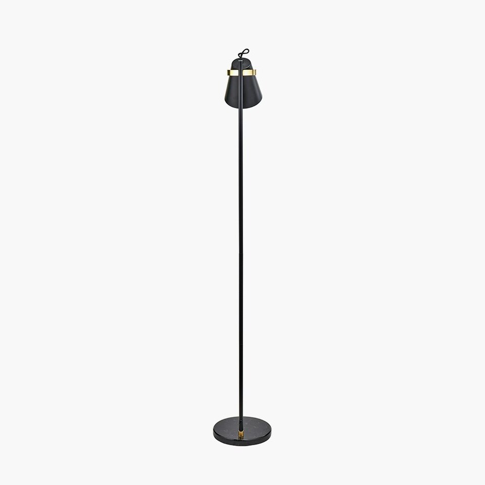 image 1 of Black and Brushed Brass Task Floor Lamp Black | Gold