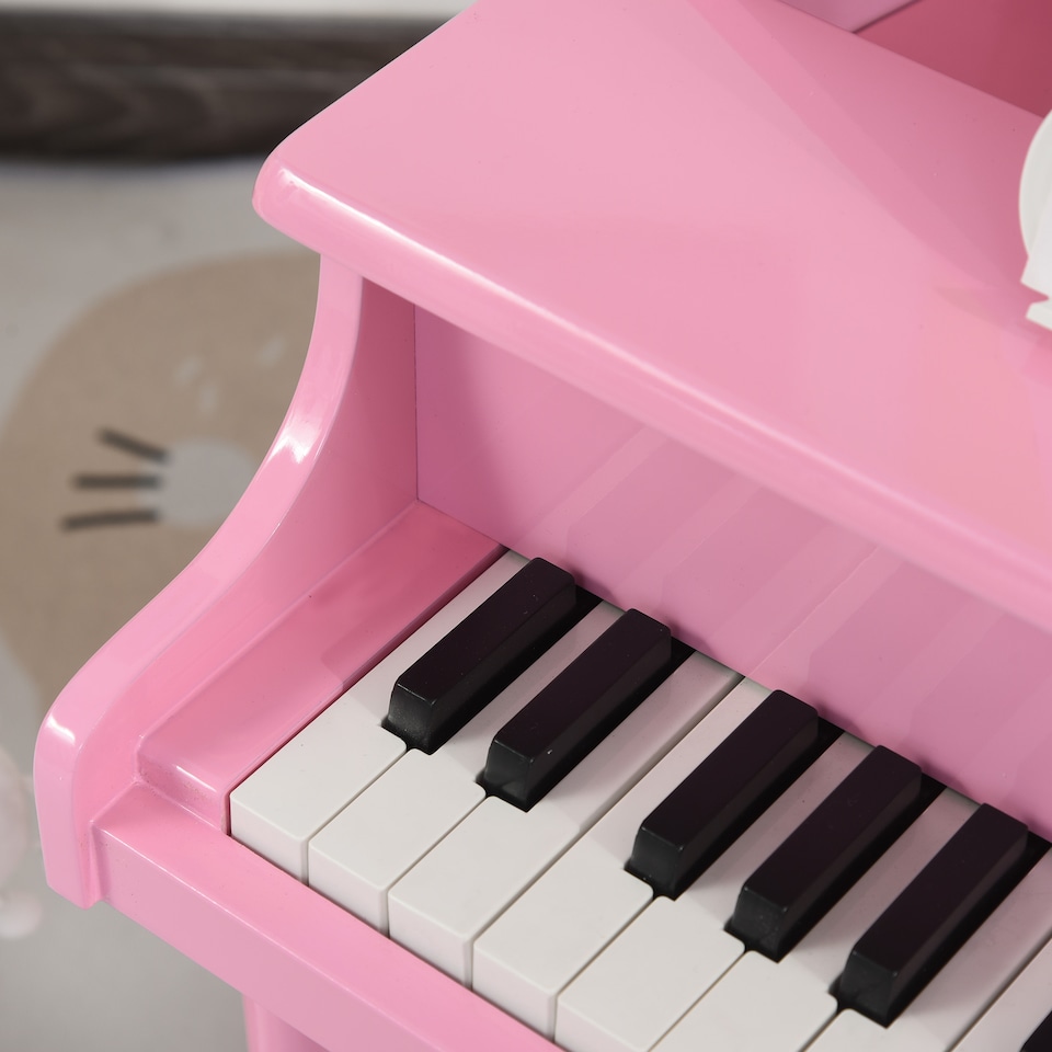 image 1 of HOMCOM 30 Keys Mini Kids Piano with Music Stand and Bench Best Gifts Toy