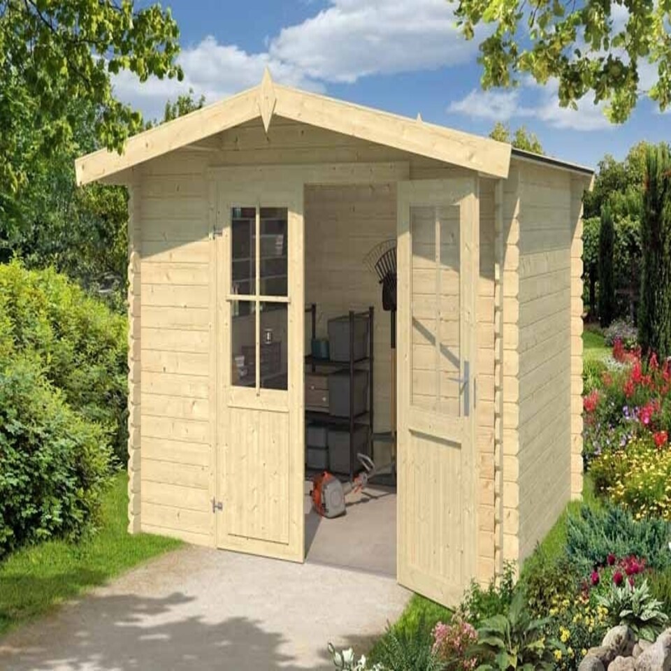 image 1 of Baltimore-Log Cabin, Wooden Garden Room, Timber Summerhouse, Home Office - L324 x W290 x H222.3 cm Brown