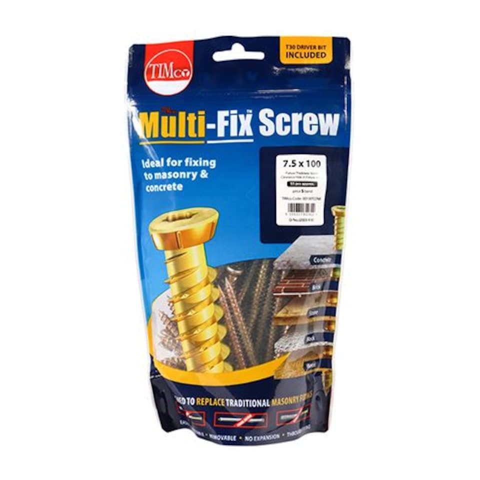 image 1 of Timco - Concrete Screws - TX - Flat Countersunk - Yellow (Size 7.5 x 60 - 85 Pieces)