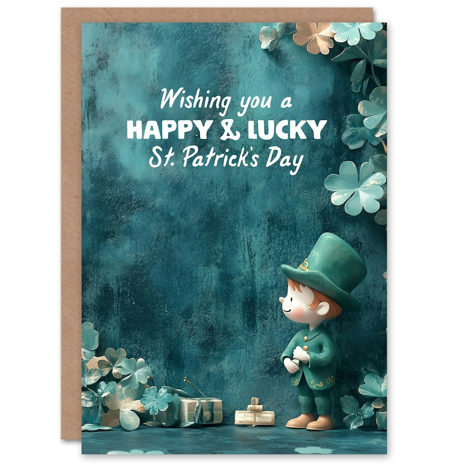 image 1 of St. Patrick's Day Card Happy Lucky Cute Cartoon Blank Greeting Card