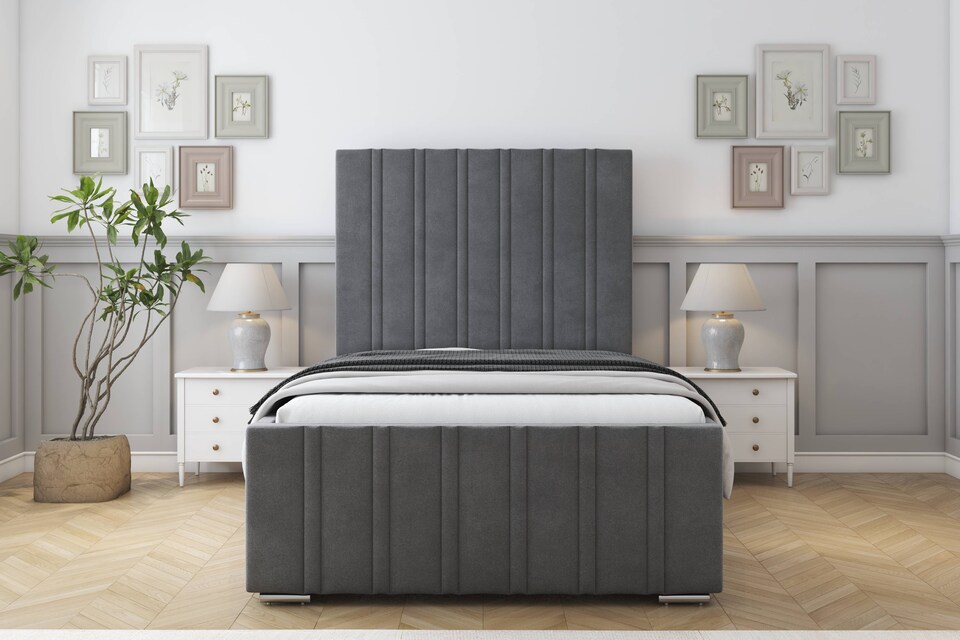 image 1 of Sloomy Radcliffe Armour Coniston Bed Frame With Mattress With 50" Upholstered Headboard 4'6 Double