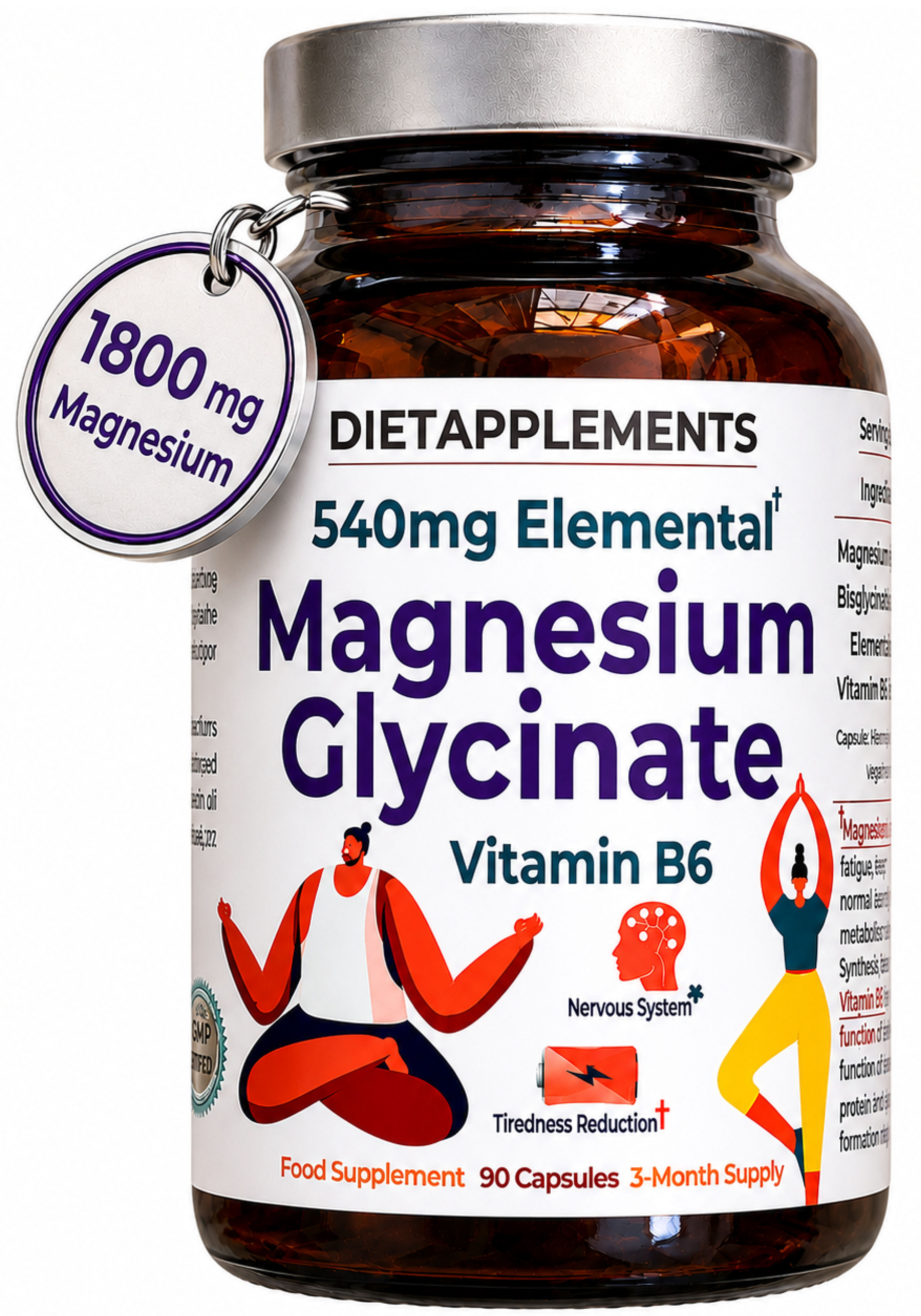 Dietapplements Magnesium Glycinate with Vitamin B6 90 Capsules