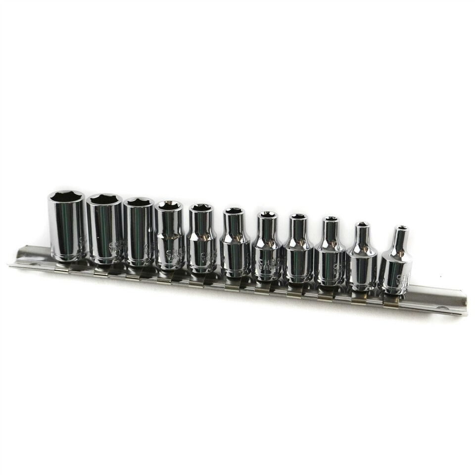 image 1 of 11pc BA Sockets 1/4" Dr BA0-BA10 & Socket Rail For Classic Cars Model Making