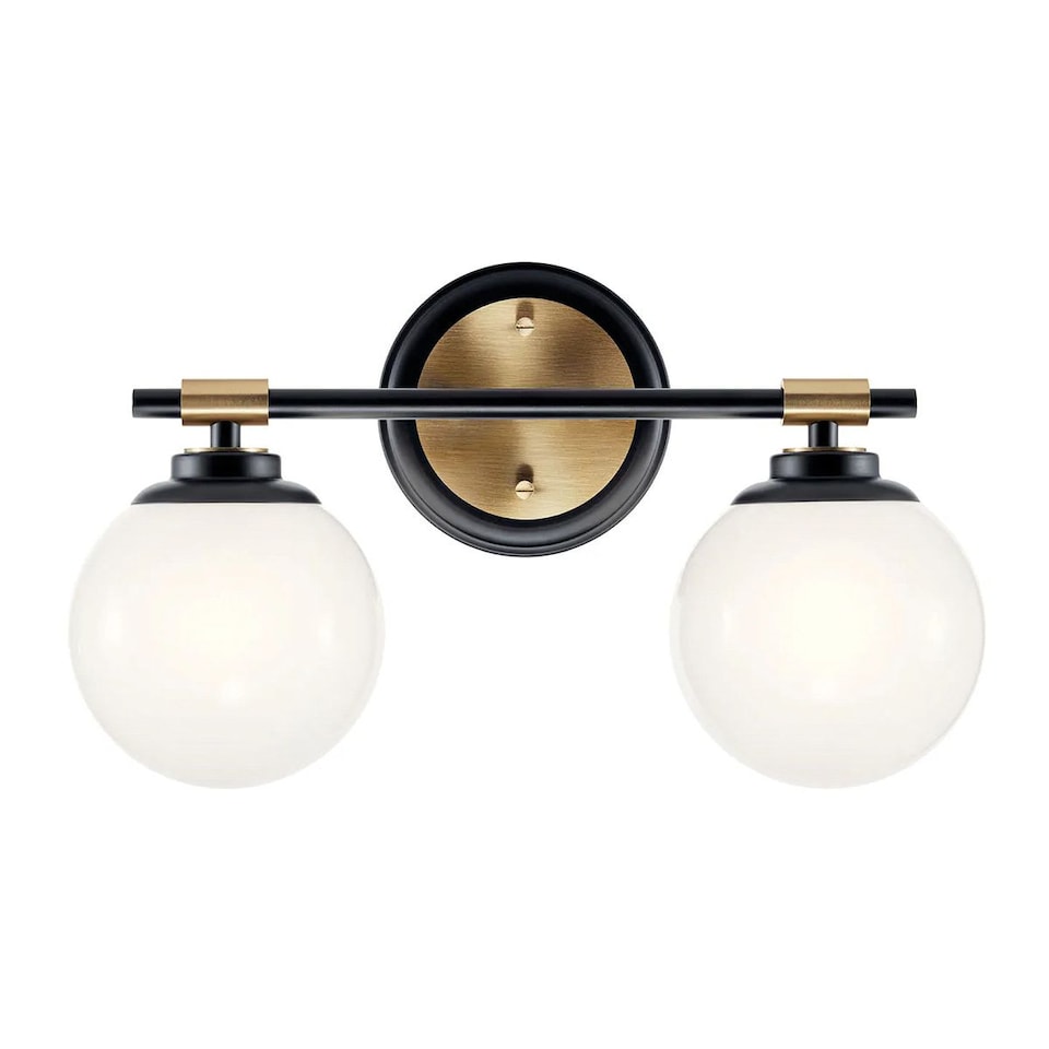 image 1 of Kichler Benno Bathroom Wall Lamp Contemporary Black, Champagne Bronze 3000K IP44 2x G9