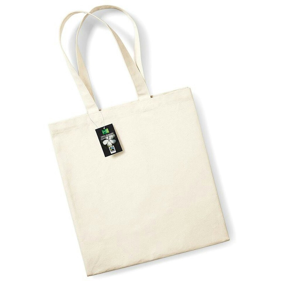 image 1 of Westford Mill Fairtrade Cotton Classic Tote Shopping Bag - Natural - One Size Cream