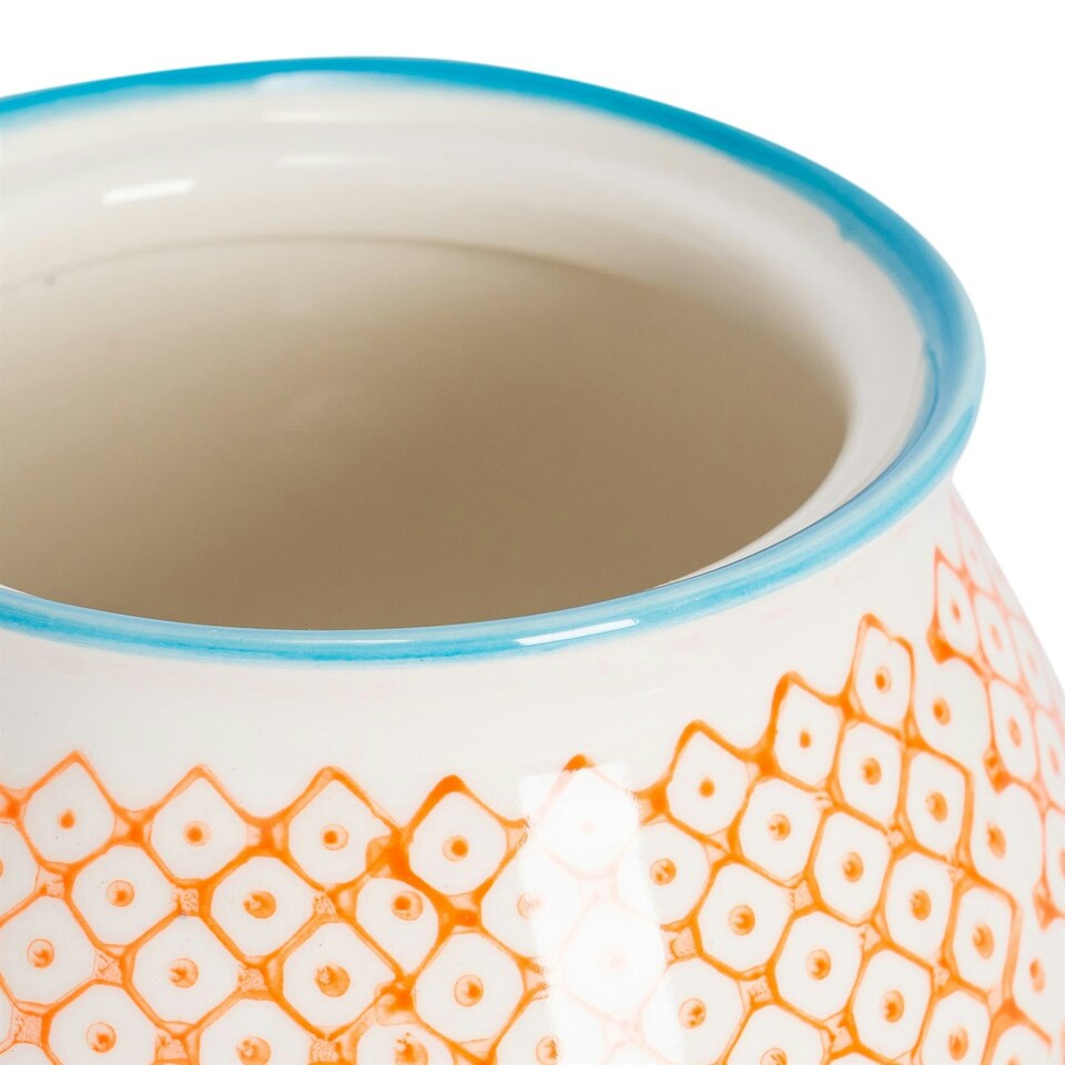 image 1 of Nicola Spring Hand-Printed Sugar Bowl - 10cm - Orange Multi