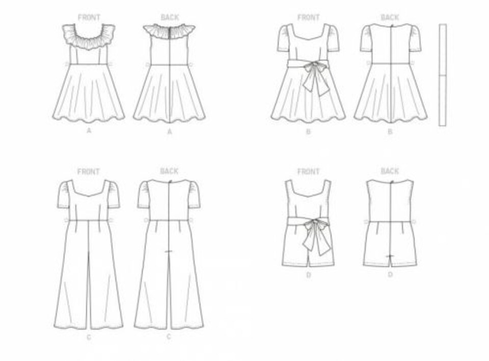 image 1 of Butterick 6888 Paper Sewing Pattern – Children’s & Teenagers’ Dresses & Jumpsuits, Size A (7–8–10–12–14), Easy