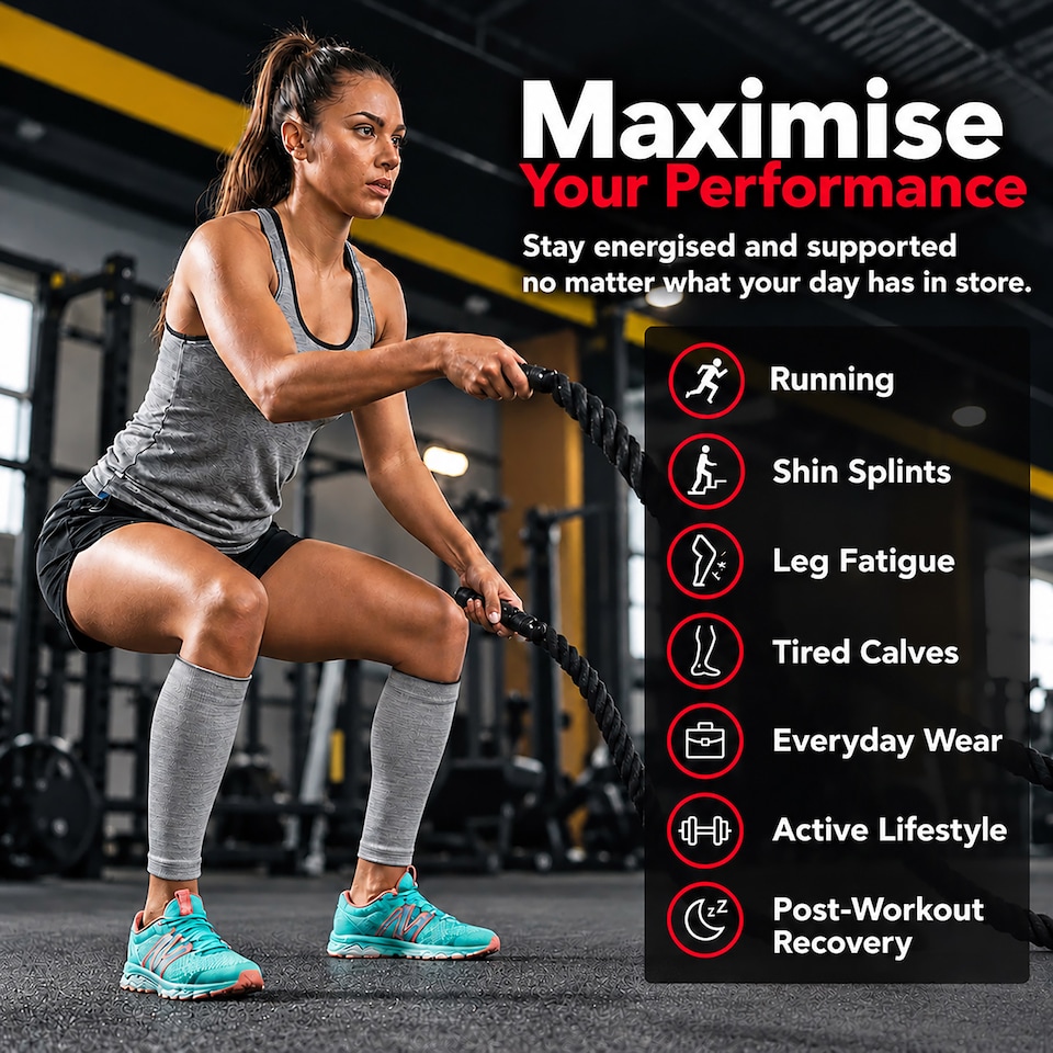 image 1 of aZengear Calf Support Compression Sleeves (Pair) for Women, Men, Running, Shin Splints