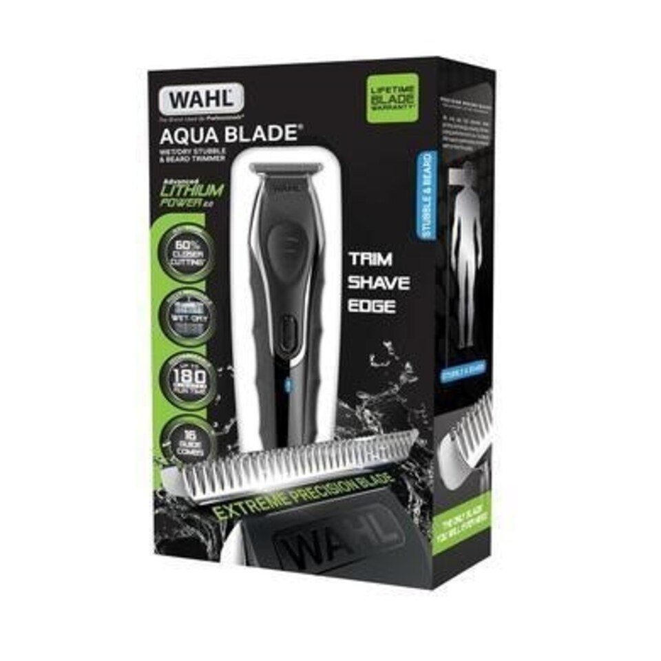 image 1 of Wahl Cordless Aqua Blade Wet Dry Stubble & Beard Trimmer Grooming Set 9899-800