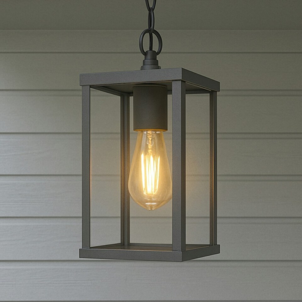 image 1 of CGC SIENNA Black Hanging Outdoor Porch Lantern Ceiling Light Black