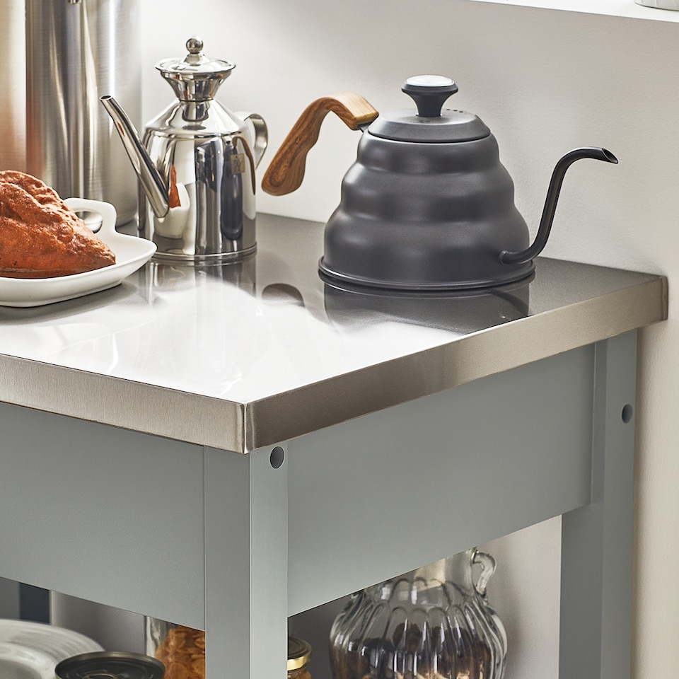 image 1 of SoBuy FKW22-HG,Stainless Steel Top Kitchen Trolley Microwave Stand on Wheels