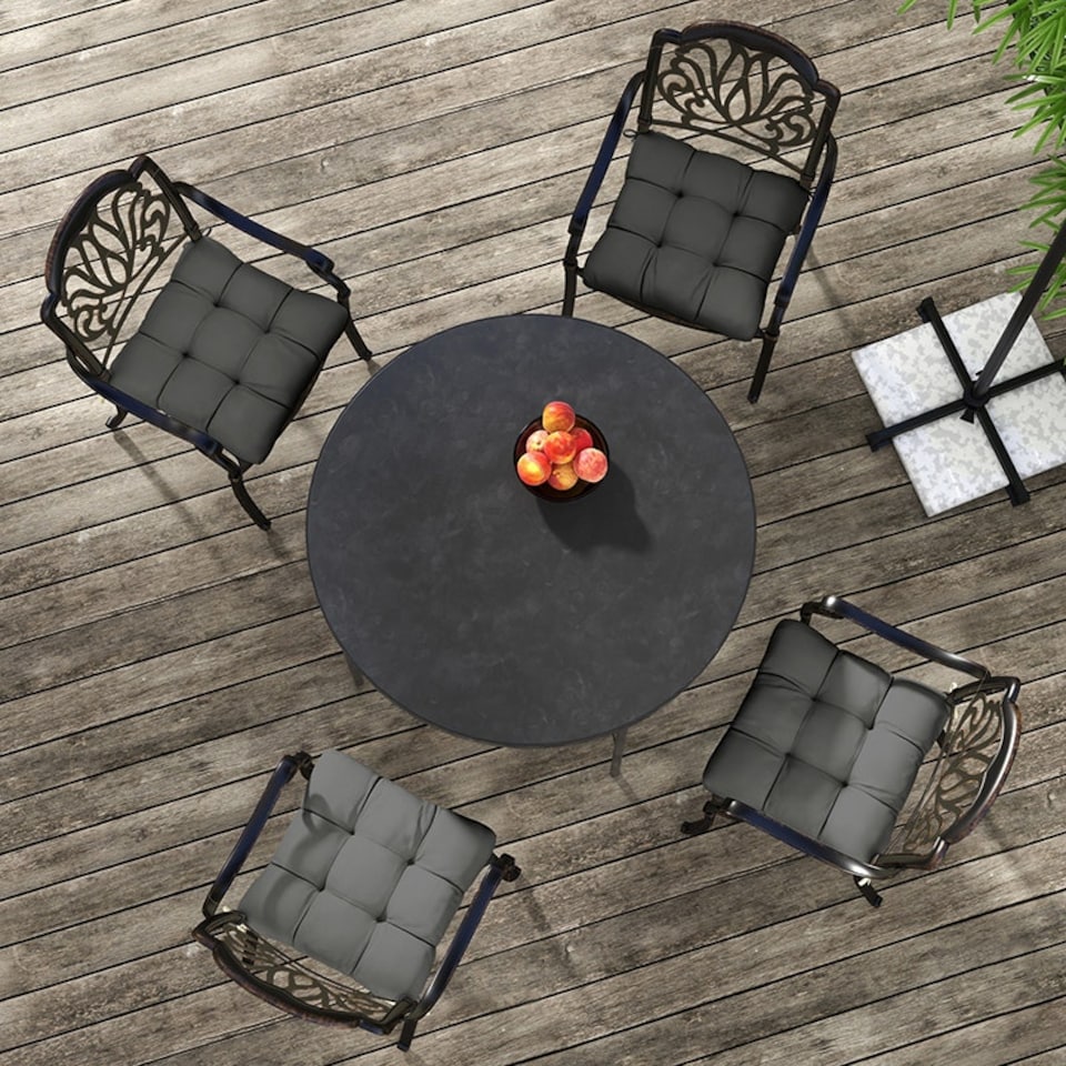 image 1 of Outsunny Set of 4 Outdoor Seat Cushions Water Repellent Seat Pads with Ties 