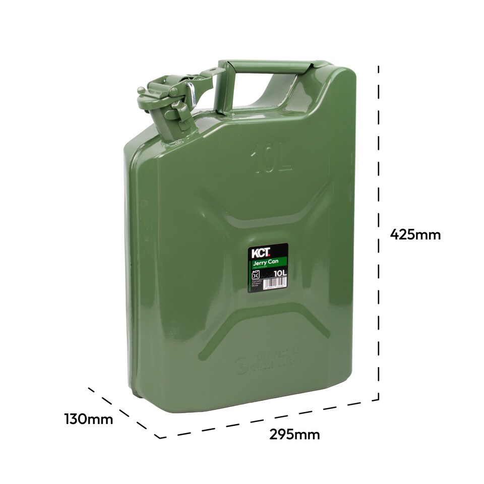 image 1 of KCT 10L Jerry Can Durable Metal Fuel Tank Petrol Diesel Gas Oil Gasoline Storage Container for Vehicle Car Motorbike
