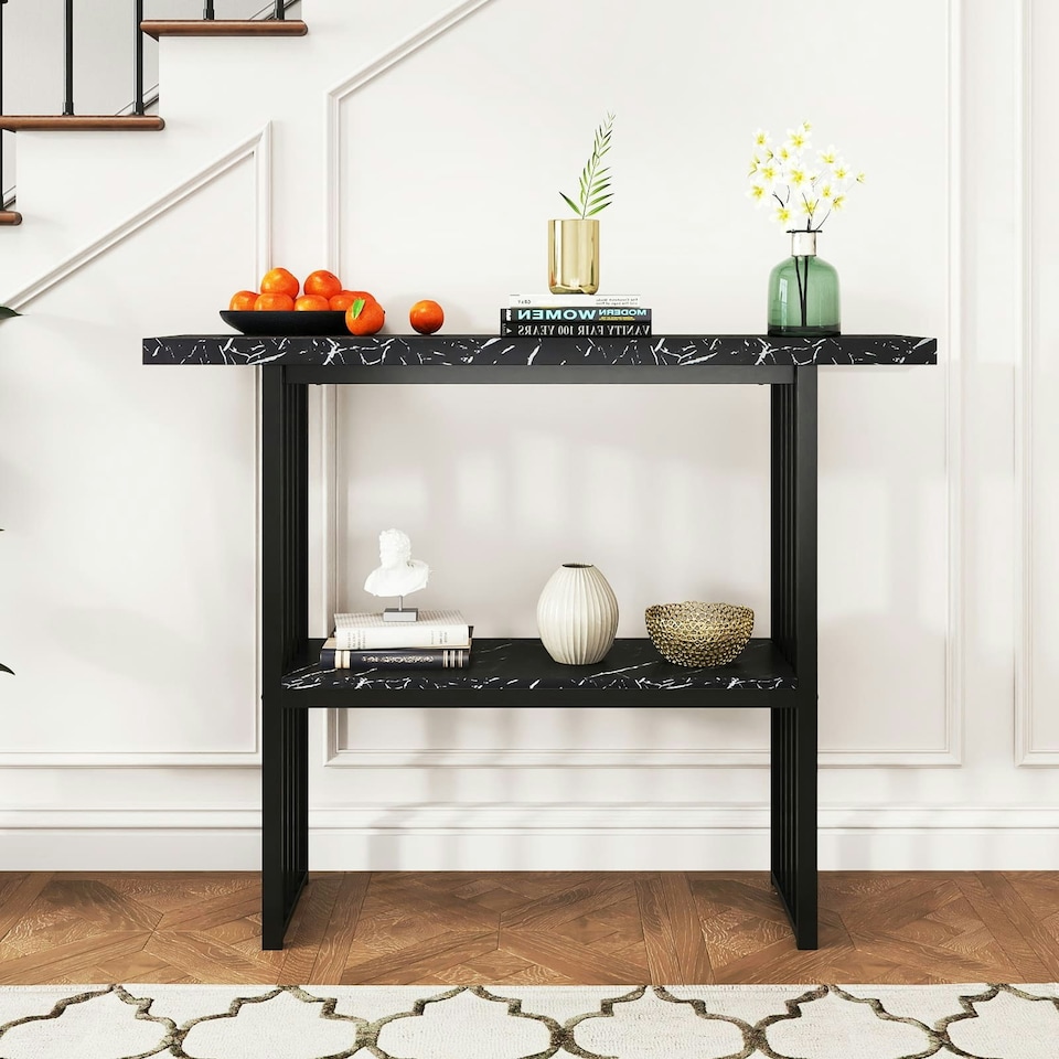 image 1 of COSTWAY 2-tier Console Table Entryway Table Black