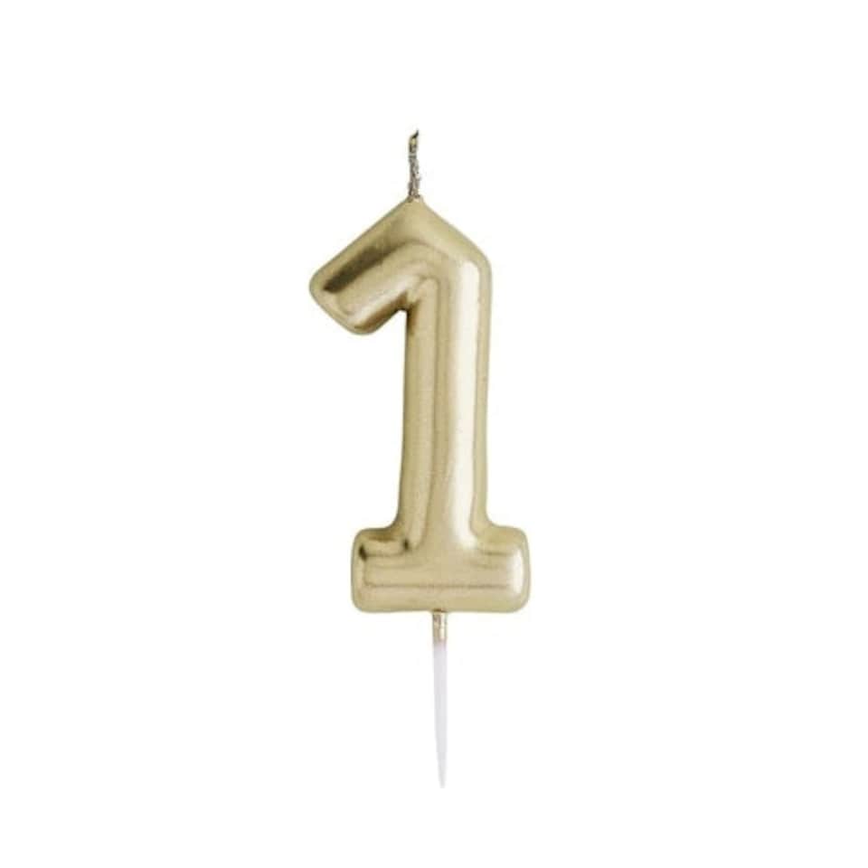 Metallic Gold Number 1 Shaped Candle